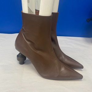 Souliers Martinez Viernes Leather 80 Booties Chocolate, size 41